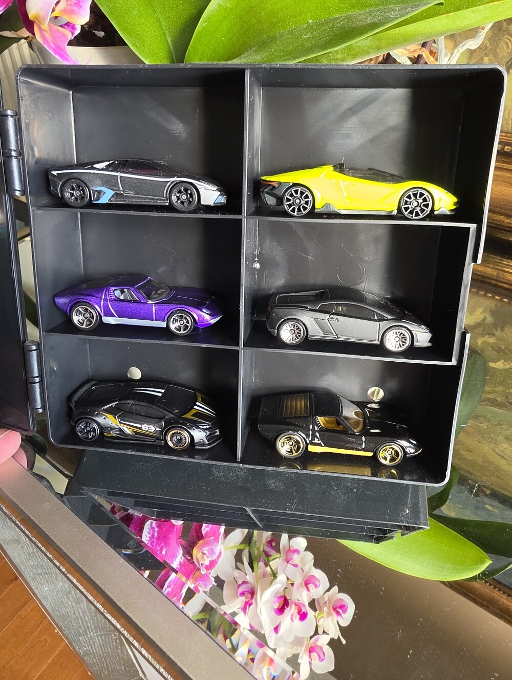 6 Hot Wheels Lamborghini Diecast Car With Carrying Case.